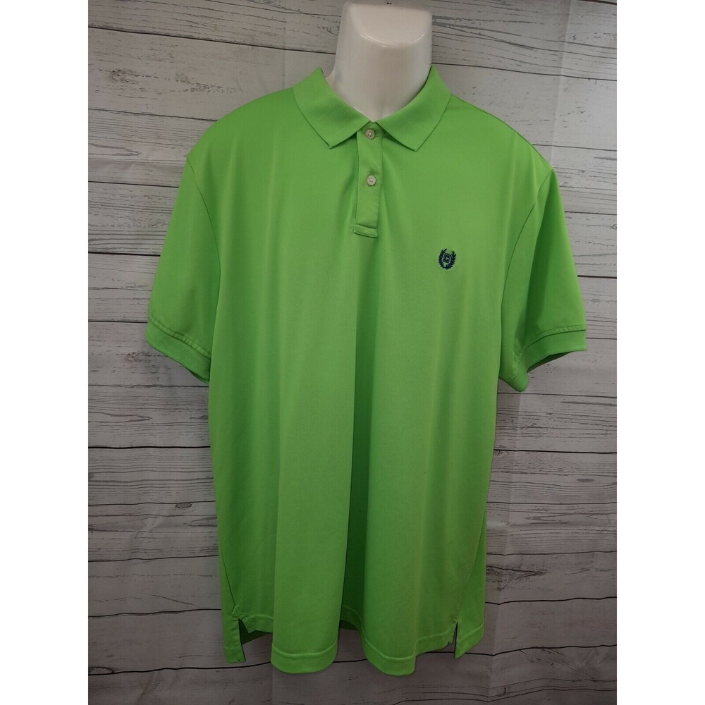 Chaps Sport Lemon Green Polo Golf Shirt Logo Short Sleeve Sz XL